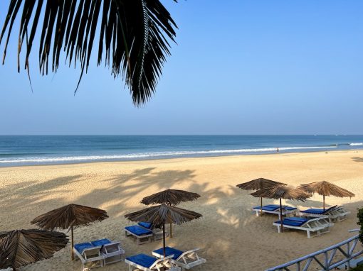 View from Happy Shack Restaurant onto Sernabatim Beach Happy Shack Guesthouse looking out over the white sands of Sernabatim Beach in South Goa